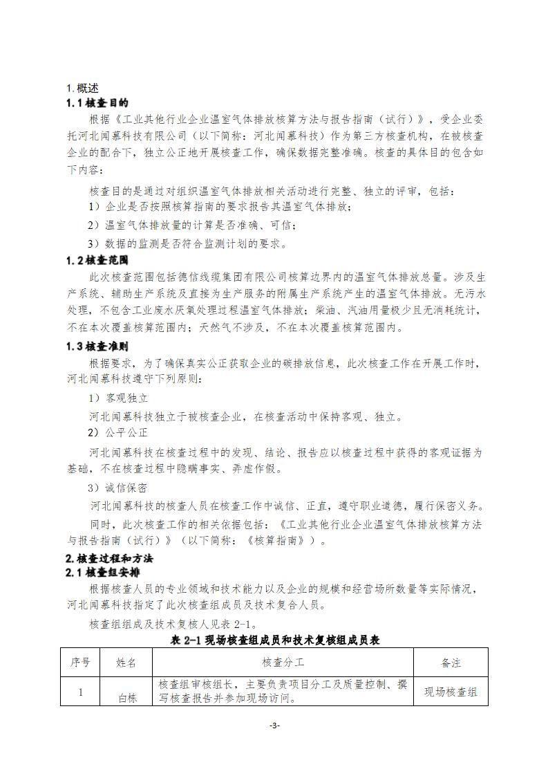 2021年德信线缆集团有限公司温室气体核查报告